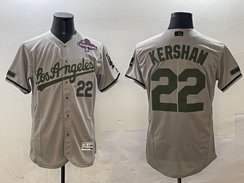 Men Los Angeles Dodgers #22 Kershaw Grey Fashion Elite 2025 Nike MLB Jersey style 2